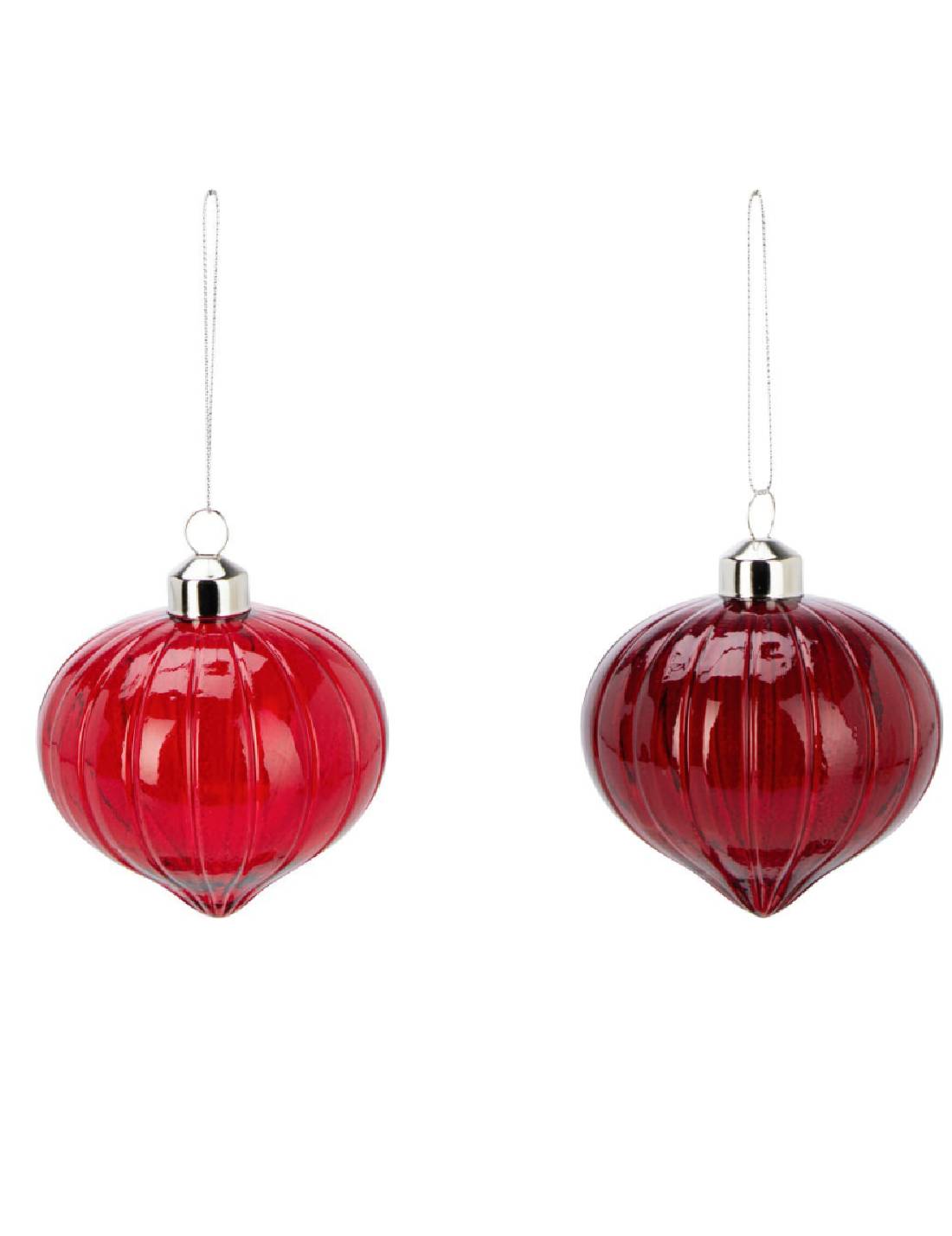Pallina Albero Di Natale In Vetro Rosso Con Finitura Lucida d8cm
