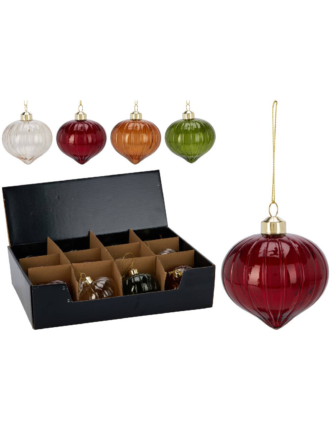 Pallina Albero Di Natale In Vetro Cipolla d8cm