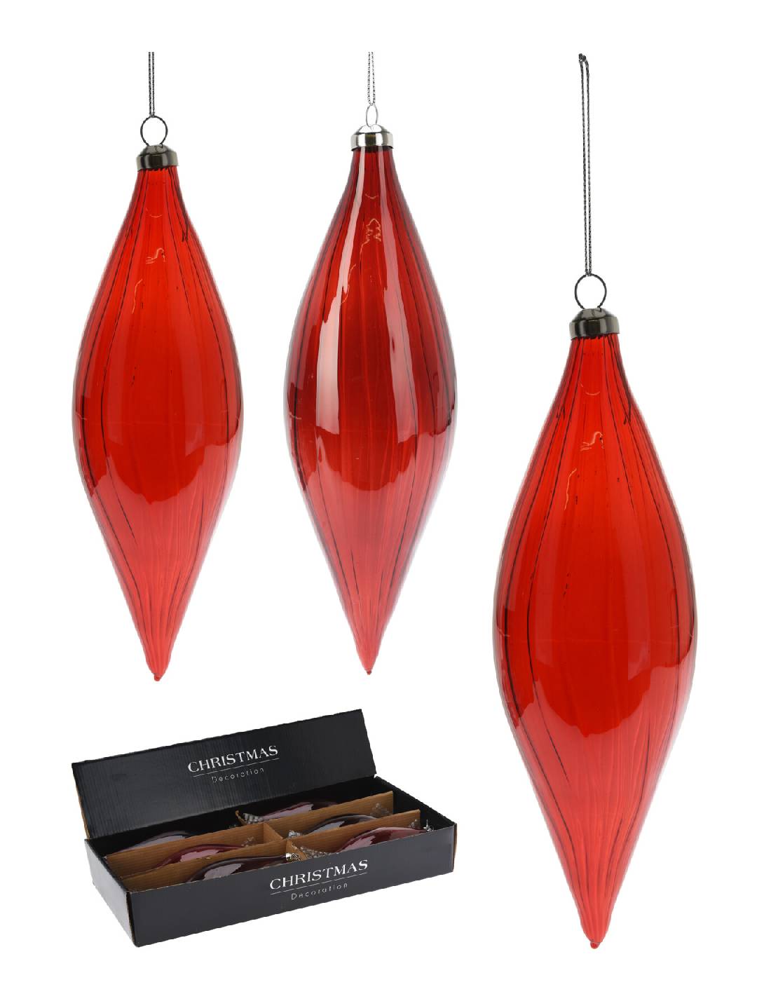 Addobbo Albero Di Natale In Vetro Rosso A Goccia d21cm