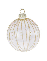 Pallina Albero Di Natale In Vetro Trasparente Con Decorazioni Oro 8cm Prodotto Assortito