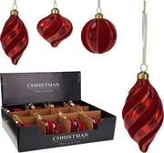 Pallina Albero Di Natale Rossa Con Velluto d8cm