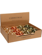 Pallina Albero Di Natale In Vetro Con Decoro Dorato d8cm