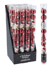 Set 9 Palline Di Natale In Vetro Rosso d3cm