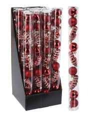 Set 9 Palline Di Natale In Vetro Rosso d3cm