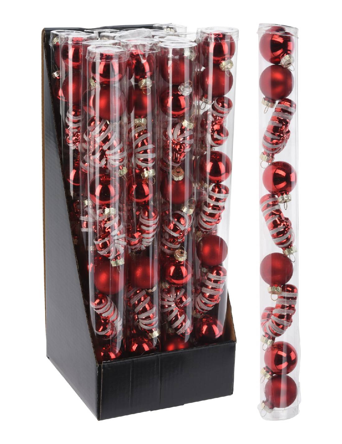 Set 9 Palline Di Natale In Vetro Rosso d3cm