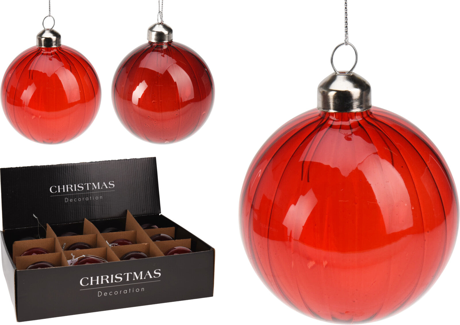 Pallina Albero Di Natale In Vetro Rossa d10cm Prodotto Assortito