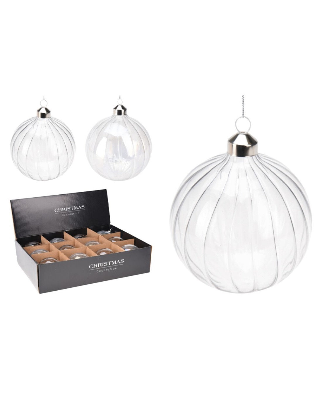 Pallina Albero Di Natale In Vetro Trasparente d10cm Prodotto Assortito