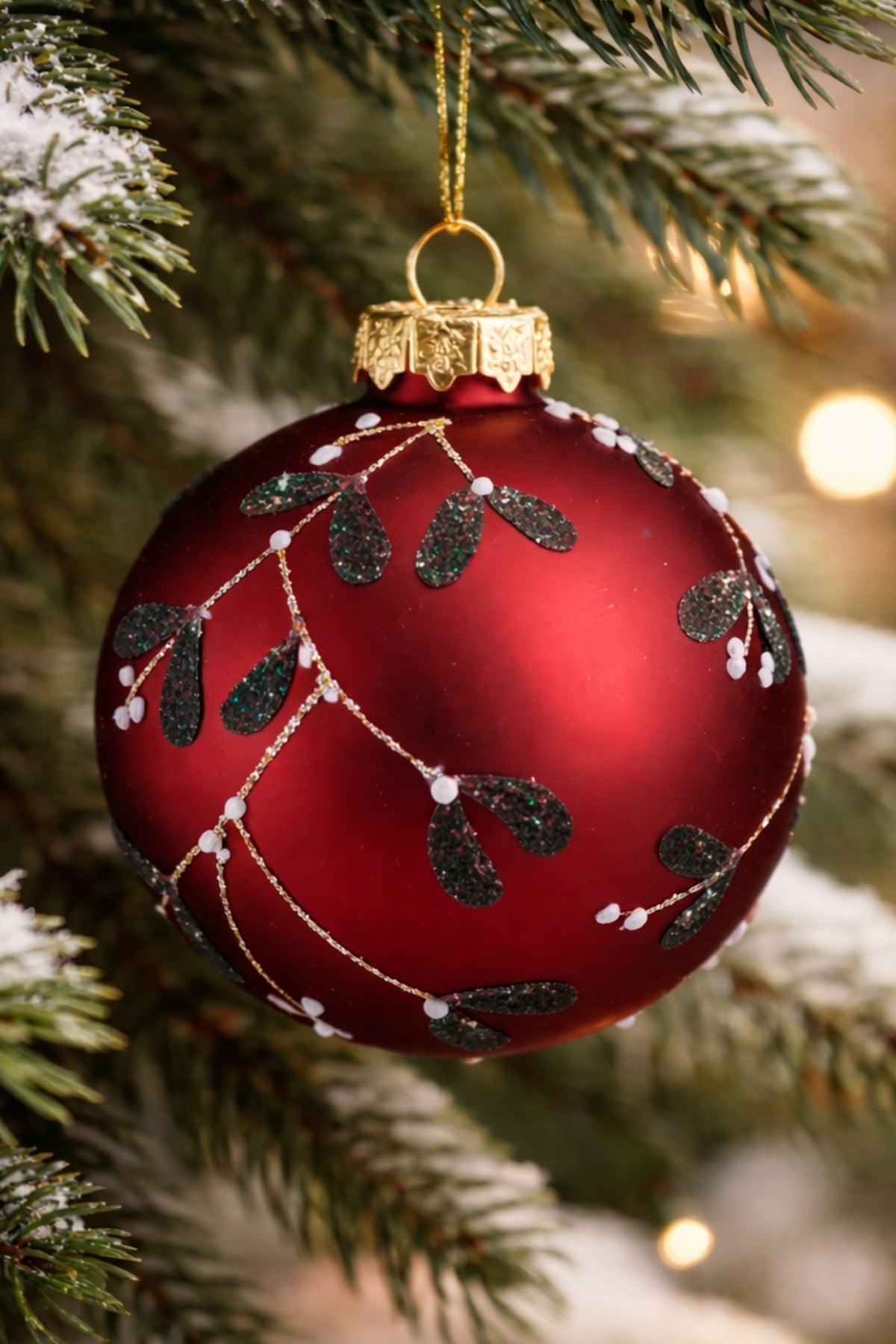 Pallina Albero Di Natale Con Agrifoglio d8cm