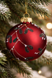 Pallina Albero Di Natale Con Agrifoglio d8cm