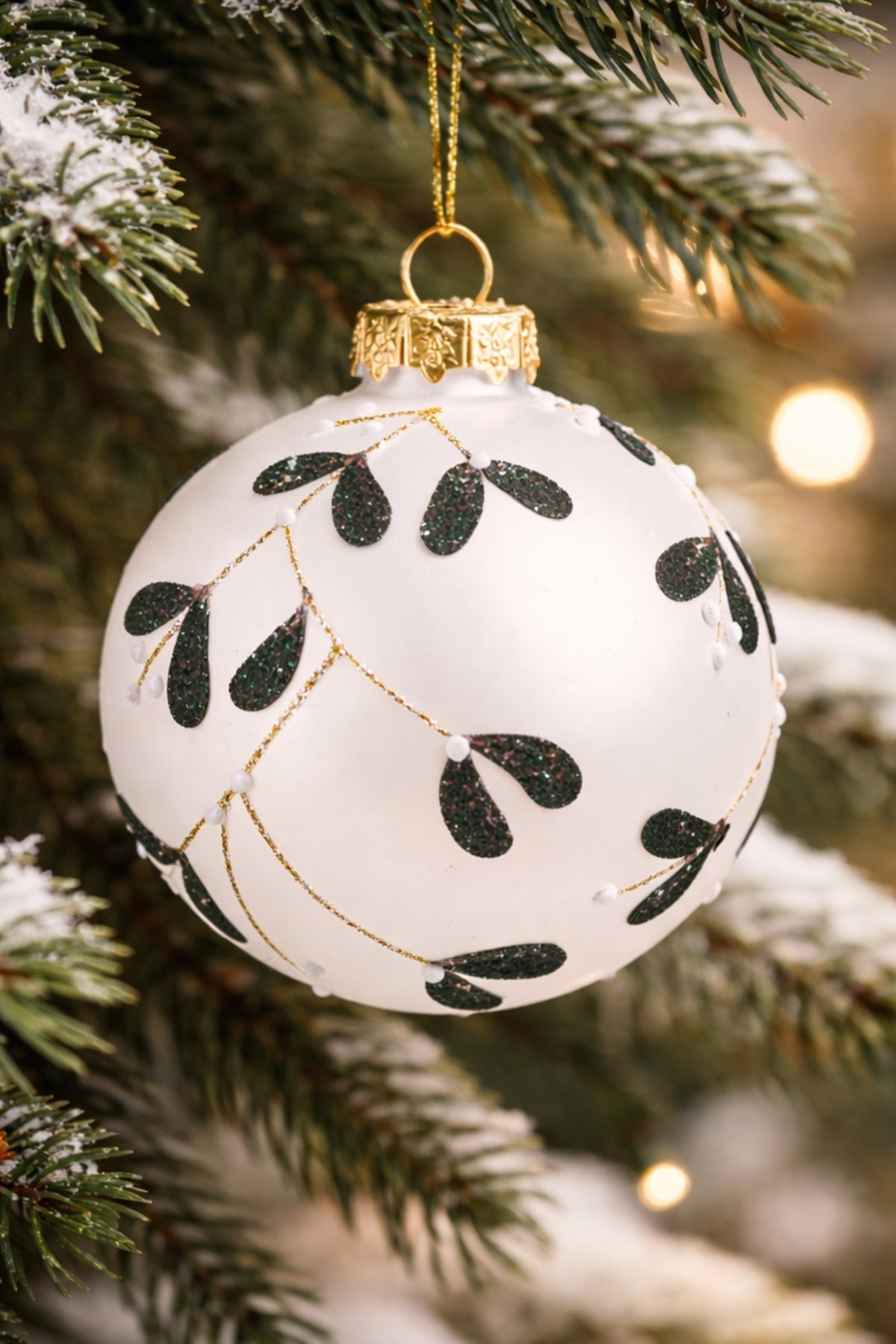 Pallina Albero Di Natale Con Agrifoglio d8cm