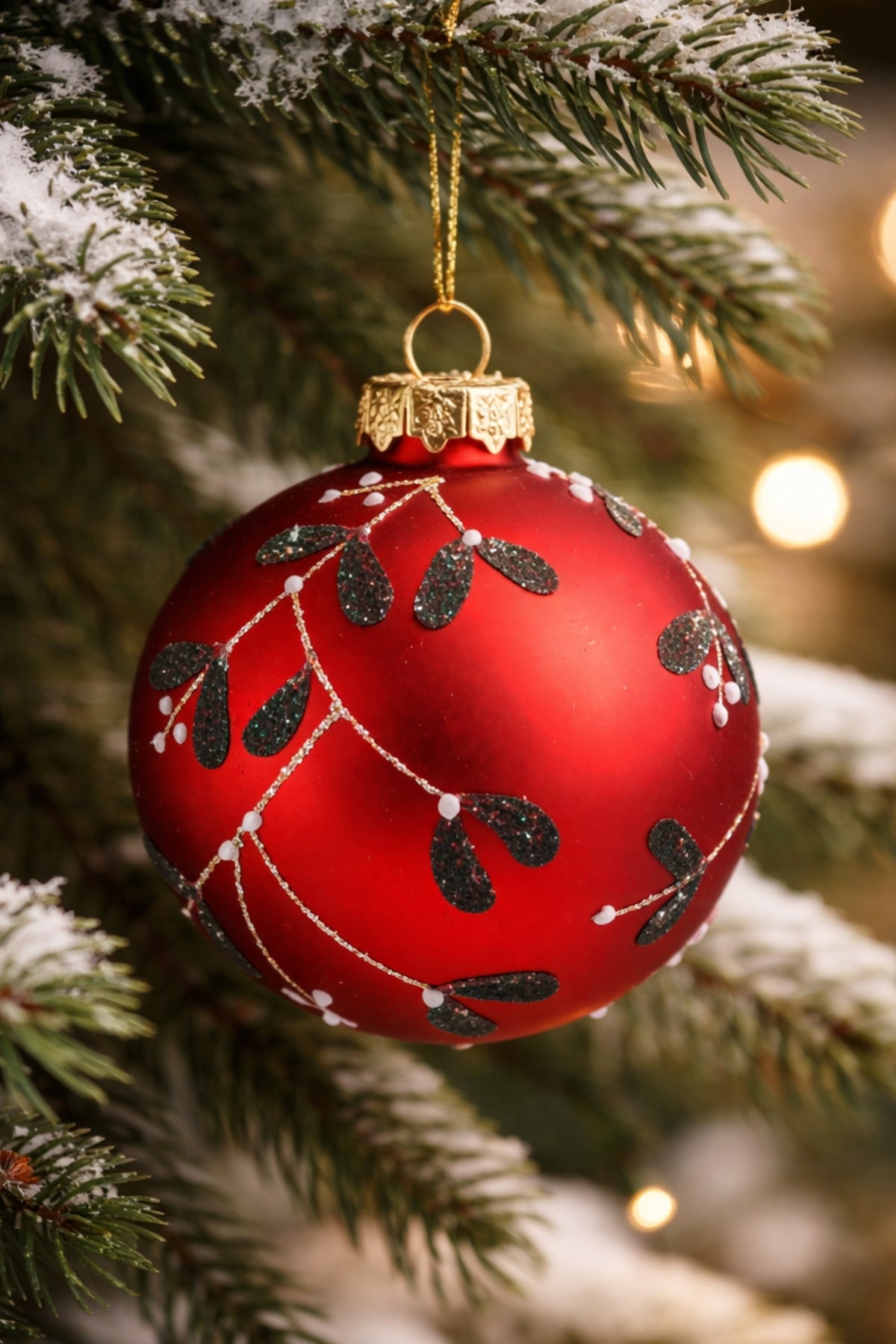 Pallina Albero Di Natale Con Agrifoglio d8cm