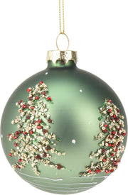 Pallina Albero Di Natale In Vetro Con Albero Decorato 8cm
