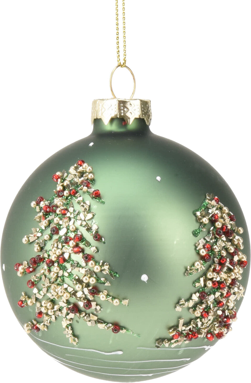 Pallina Albero Di Natale In Vetro Con Albero Decorato 8cm