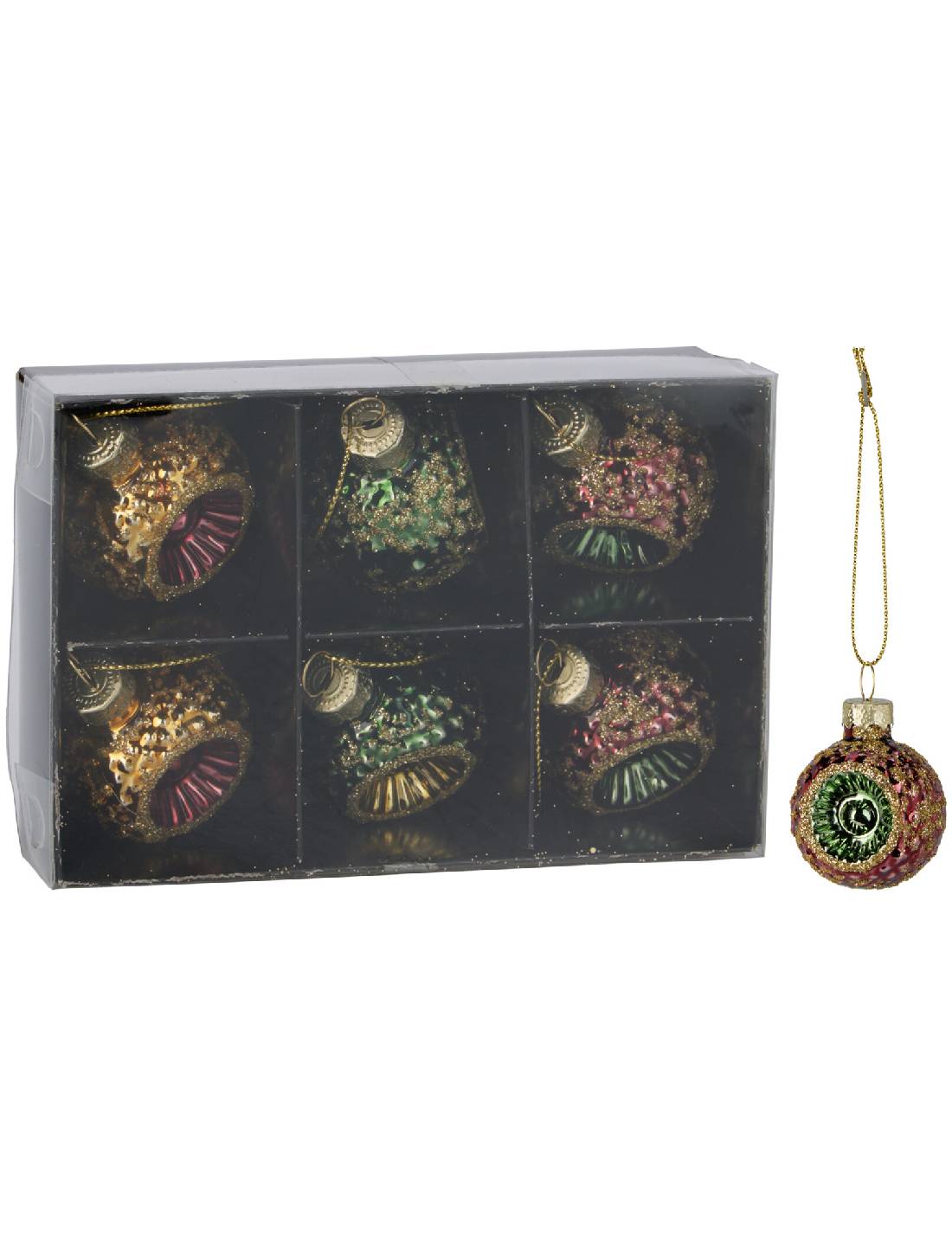 Pallina Albero Di Natale In Vetro Con Glitter d4cm