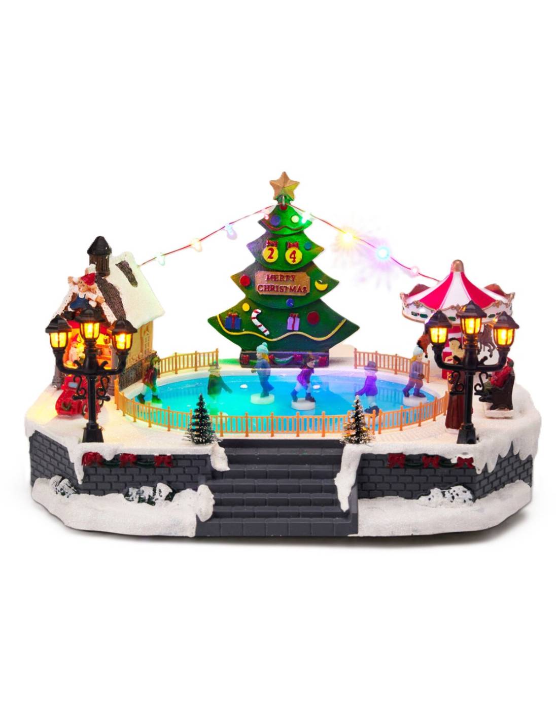 Carillon Di Natale Pista Di Pattinaggio 35cm