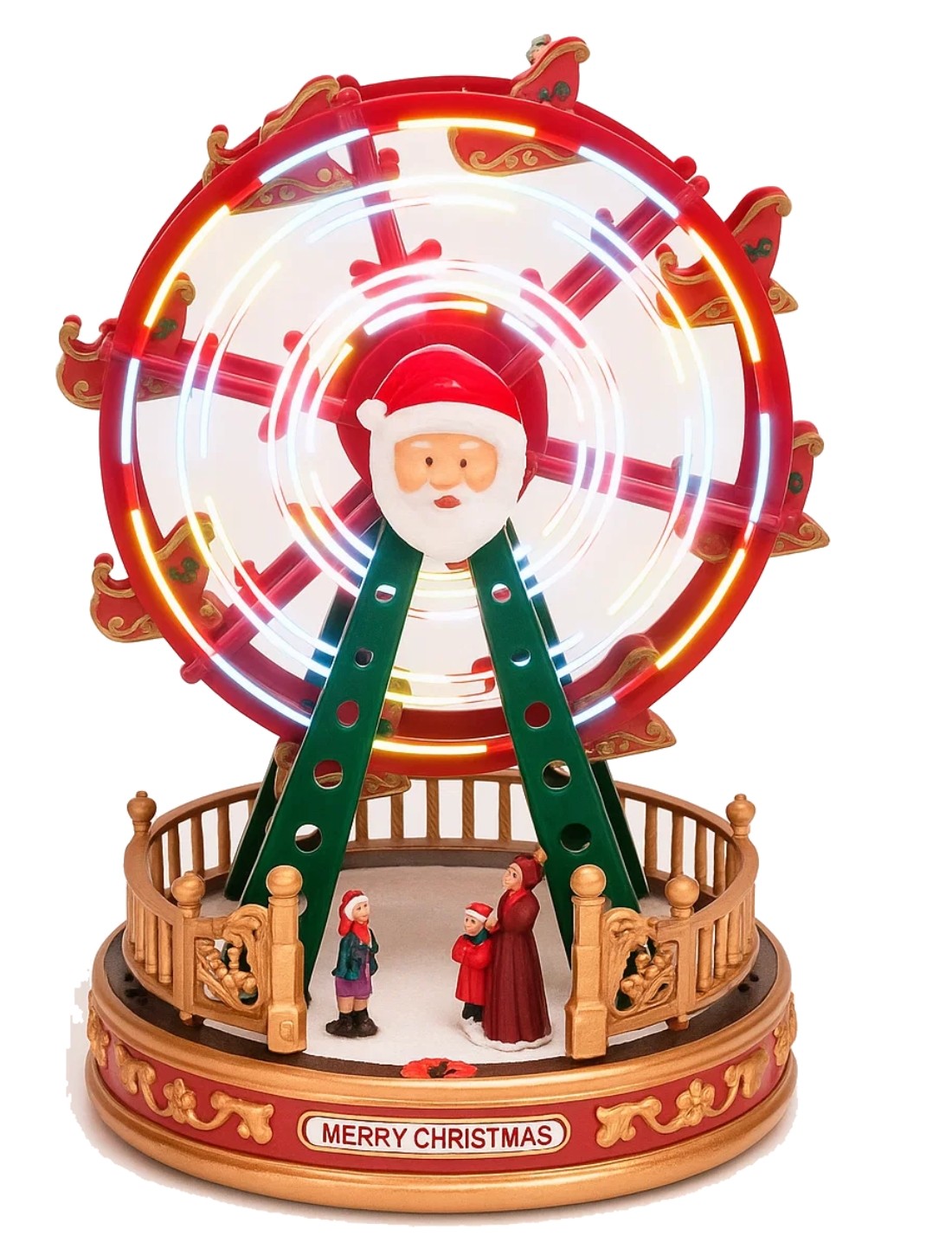 Carillon Villaggio Natale Ruota Panoramica Babbo Natale 28cm