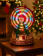 Carillon Villaggio Natale Ruota Panoramica Babbo Natale 28cm