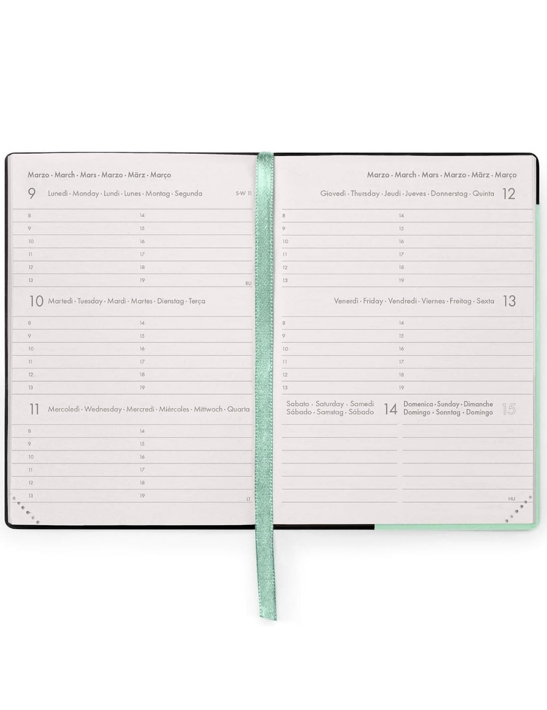 Agenda Settimanale 12 Mesi 2026 Legami Pastel Mint Small