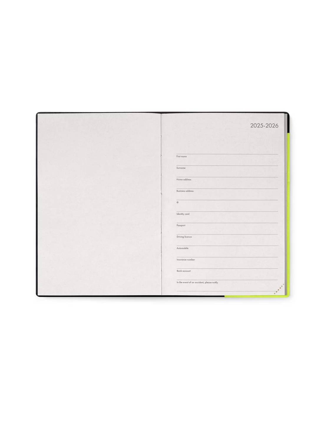 Agenda Settimanale 12 Mesi 2026 Con Notebook Chartreuse Medium