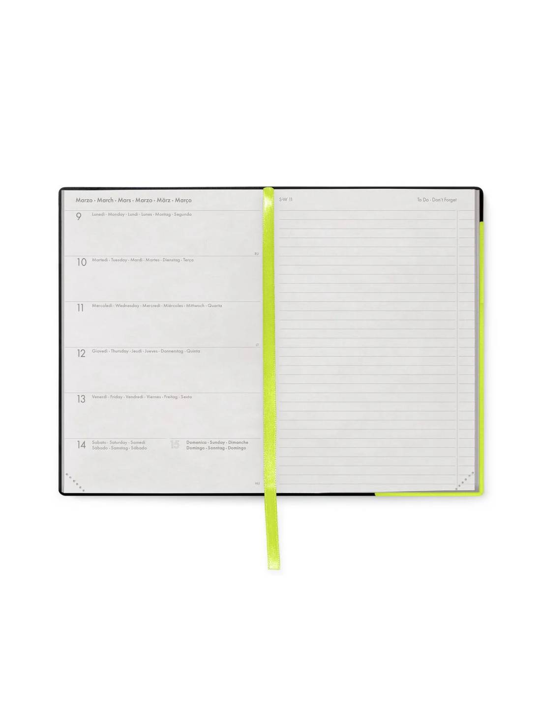 Agenda Settimanale 12 Mesi 2026 Con Notebook Chartreuse Medium