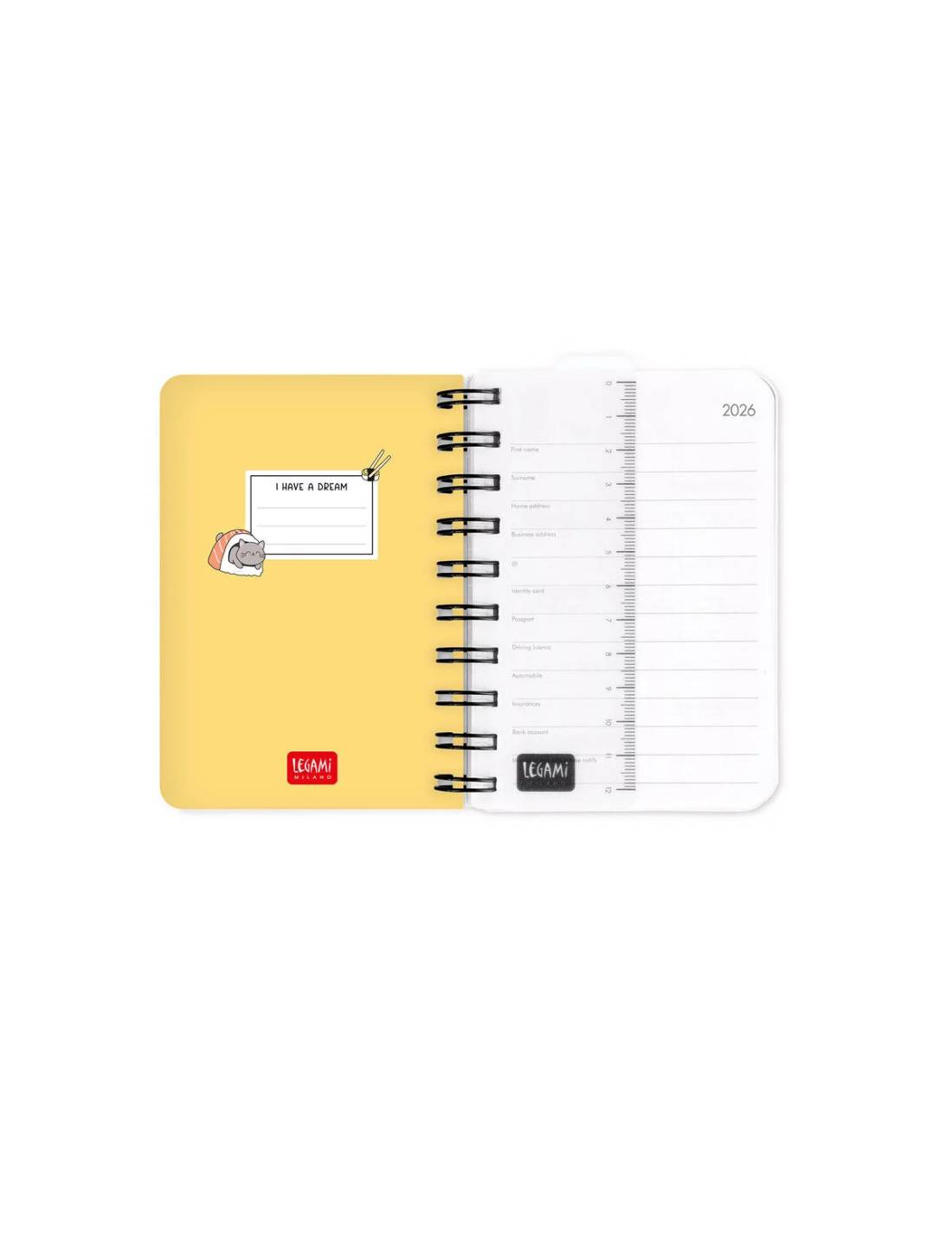 Agenda Giornaliera 12 Mesi 2016 Legami Sushi Cat Small