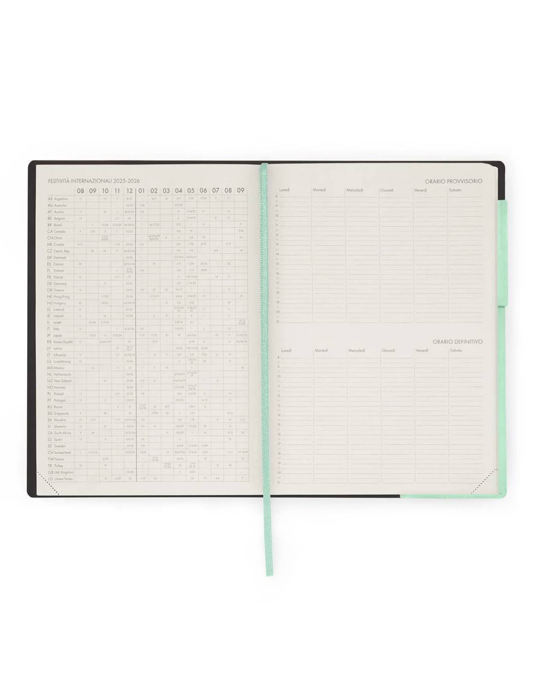 Agenda Settimanale Del Docente 13 Mesi 2025/2026 Legami Pastel Mint Large