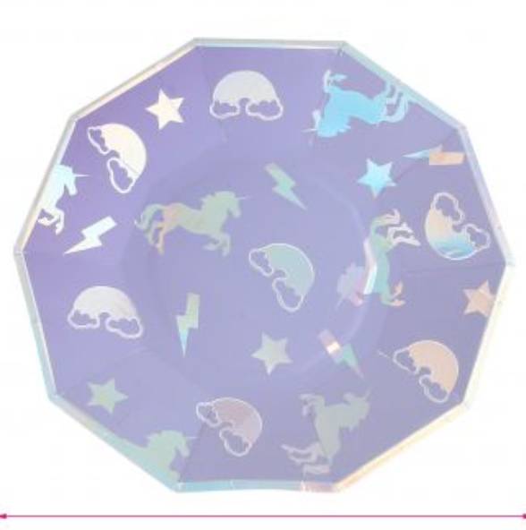 Piatti Viola Con Nuvole E Unicorno 23