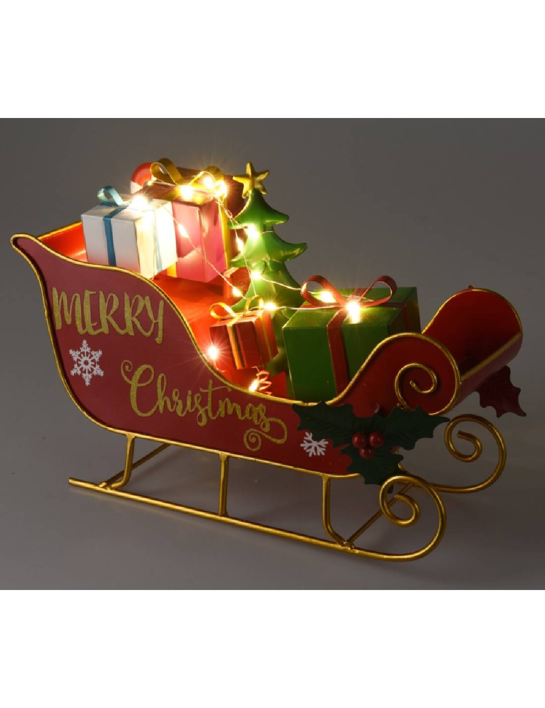Addobbo Di Natale Slitta In Metallo LED 27cm - Prodotto Assortito
