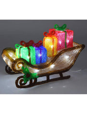 Addobbo Di Natale Luminoso Slitta Rossa In Acrilico LED 40cm