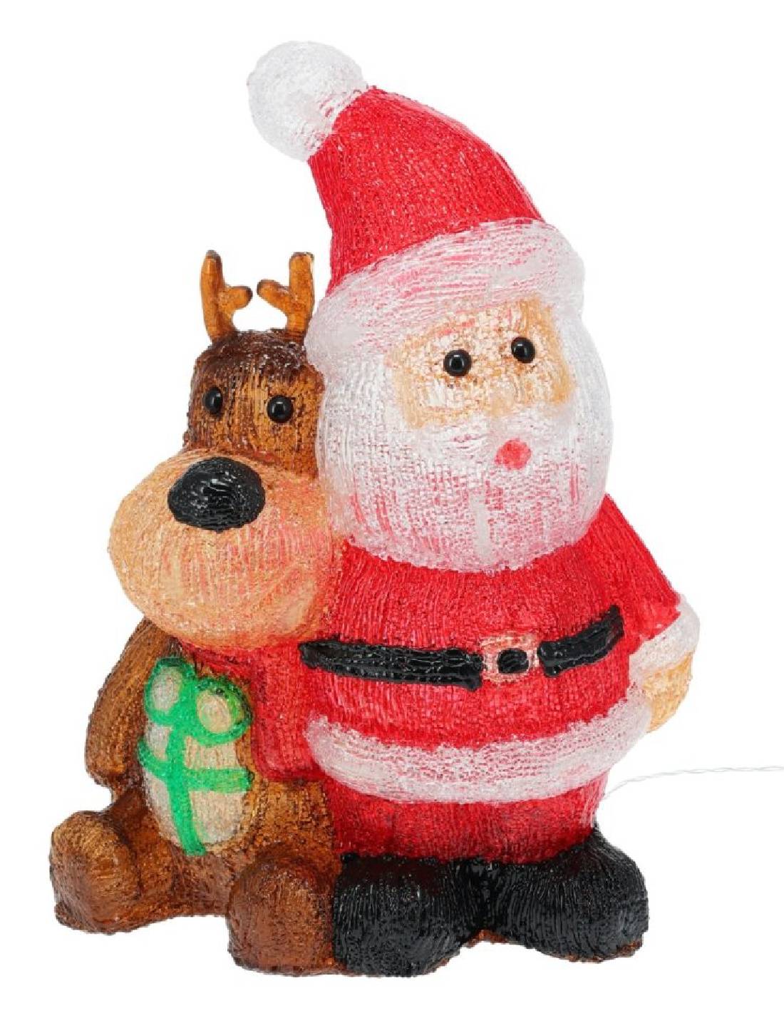 Decorazione Natalizia Babbo Natale E Renna 40 LED 39cm