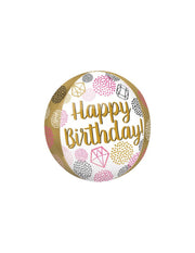 Palloncino Mylar Happy Birthday Oro 16''