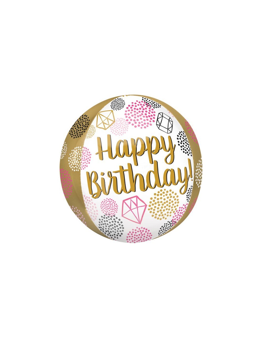 Palloncino Mylar Happy Birthday Oro 16''