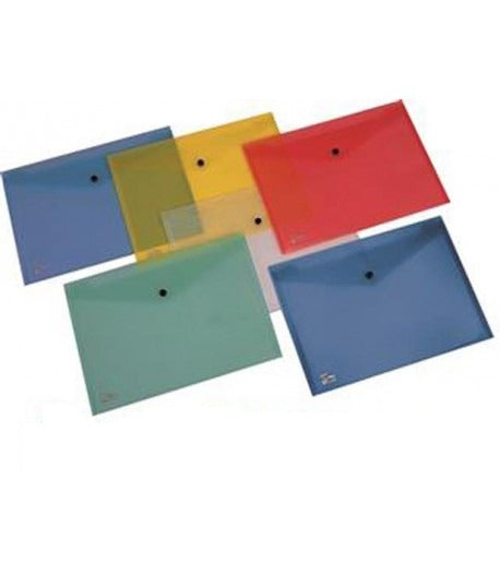 Busta Trasparente PPL 25x35cm Con Bottone Colori Assortiti