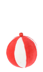 Pallina Albero Di Natale Peluche Bianca E Rossa 20cm