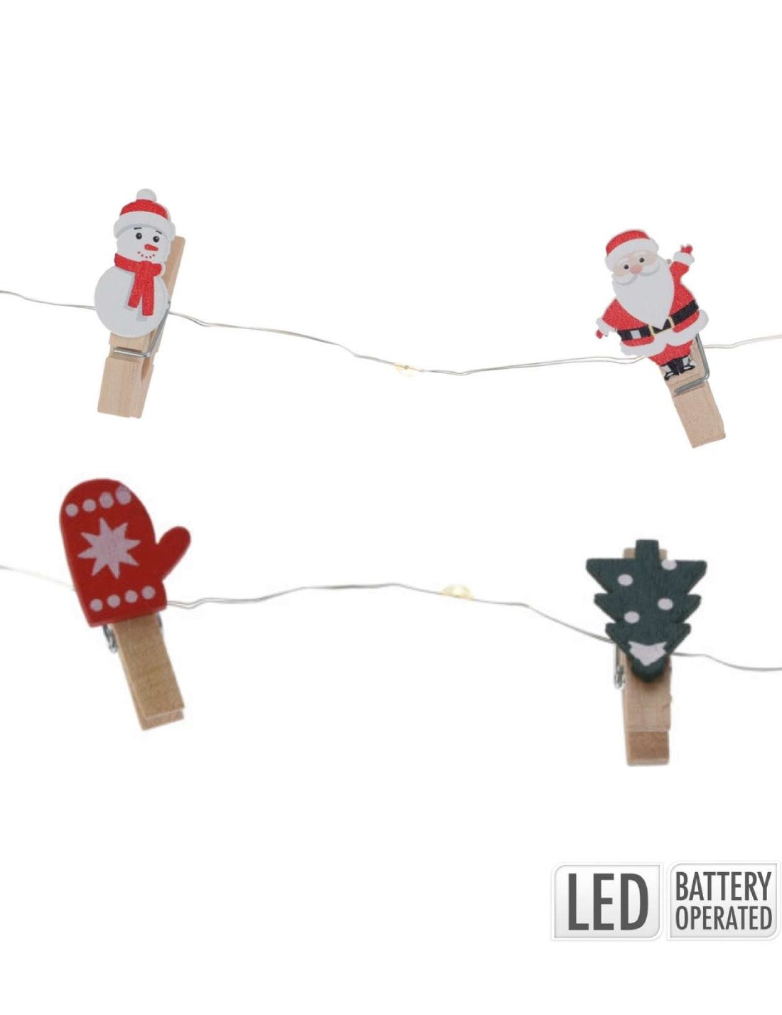 Serie Luci Natale Ghirlanda Luminosa Figure Natalizie Con Clip 20 LED 30cm Prodotto Assortito