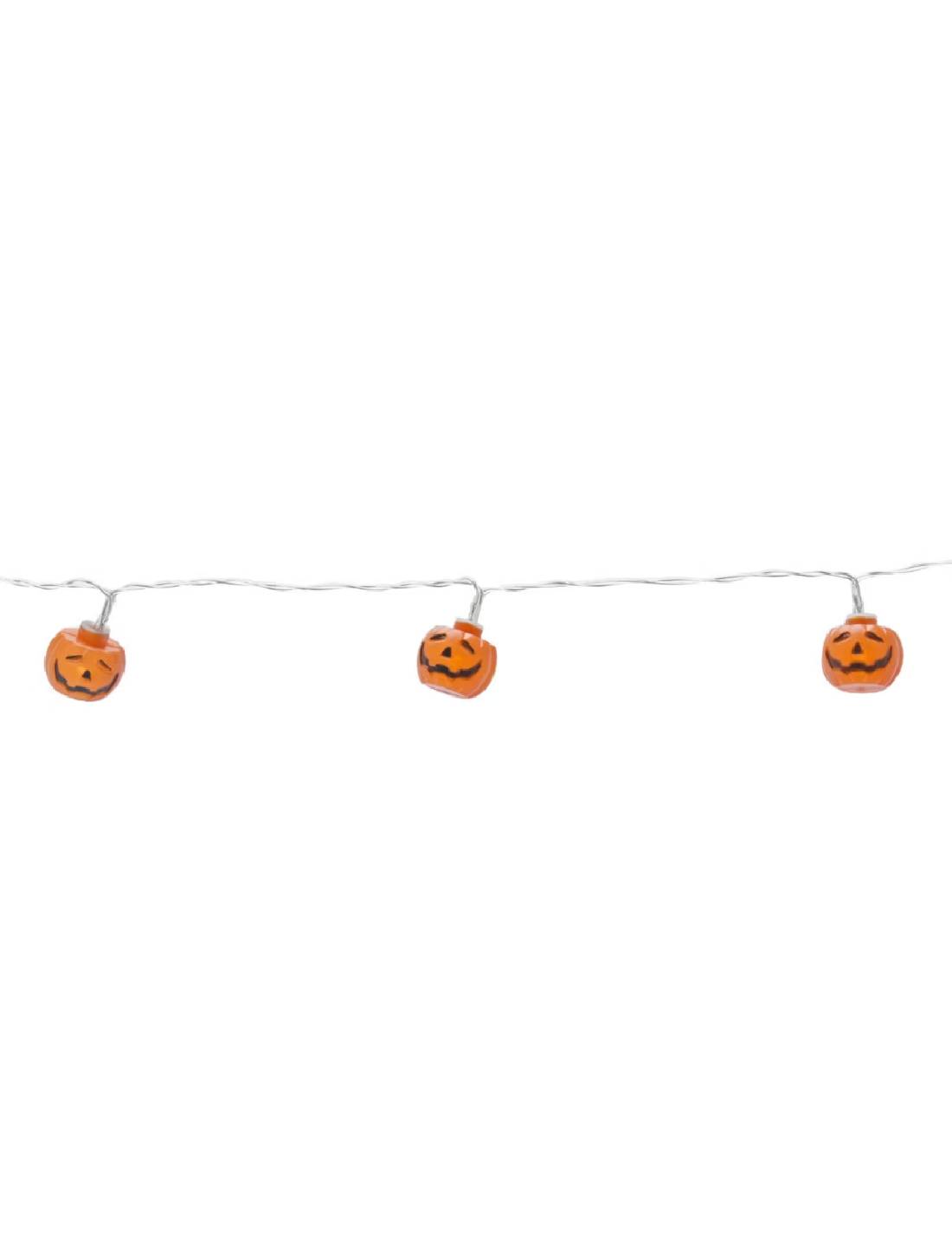 Decorazione Di Halloween Ghirlanda Luminosa Zucche 12 Luci A Batteria 150cm