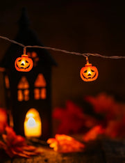 Decorazione Di Halloween Ghirlanda Luminosa Zucche 12 Luci A Batteria 150cm