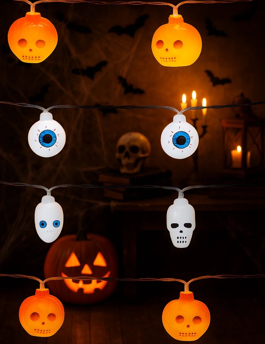 Ghirlanda Di Halloween Luminosa Con Zucche LED