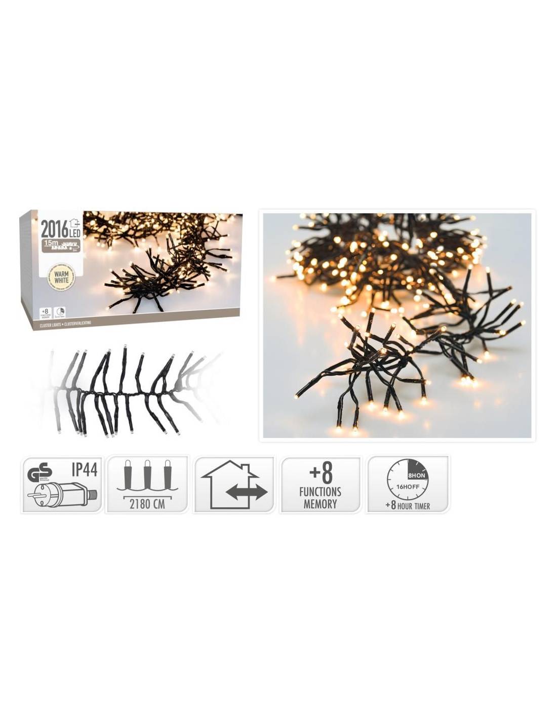 Serie Di Luci Natale Bianco Caldo 2016 LED 15m