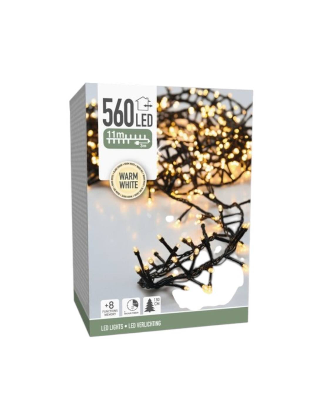 Serie Di Luci Natale Micro Cluster Bianco Caldo 560 LED 11m