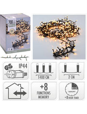 Serie Di Luci Natale Cluster Bianco Caldo 700 LED 14m