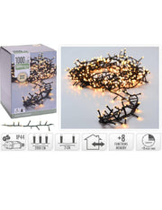 Serie Di Luci Natale Cluster Bianco Caldo 1000 LED 20m