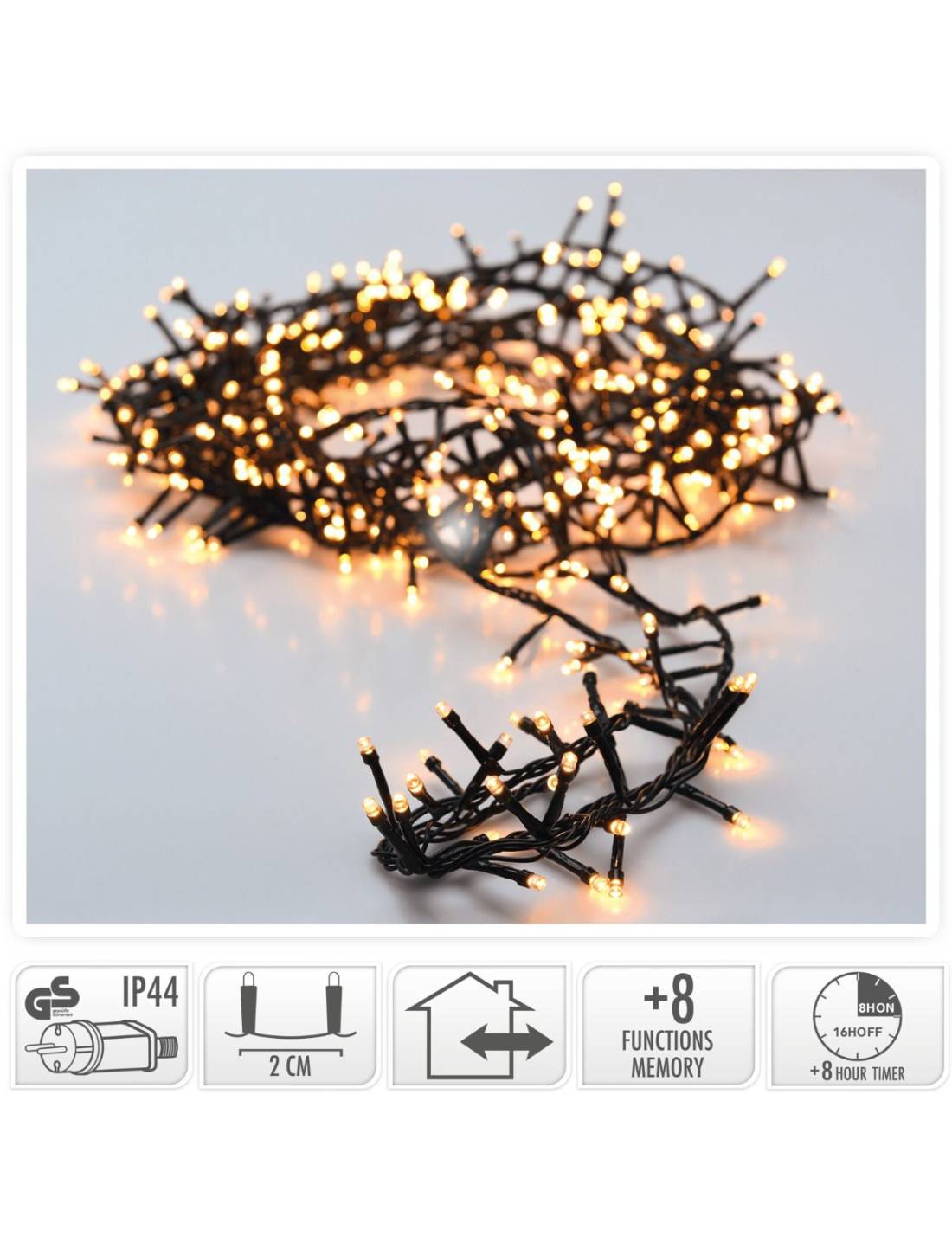 Serie Di Luci Natale Bianco Caldo 1800 LED 36m