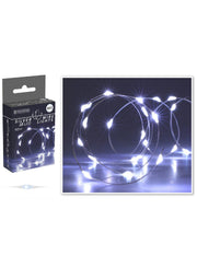 Serie Di Luci Natale Ghirlanda Bianco Freddo Con Cavo Metallico 10 LED 95cm