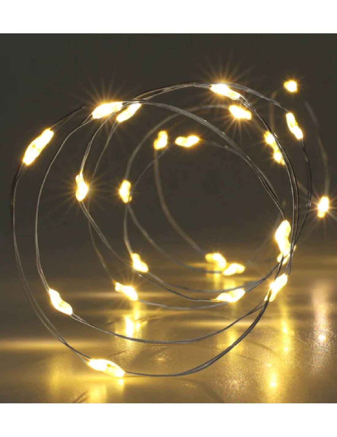 Serie Di Luci Natale Ghirlanda Bianco Caldo Con Cavo Metallico 100 LED 4,95m