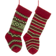 Calza Befana Epifania In Lana Rossa Con Ricami 45cm