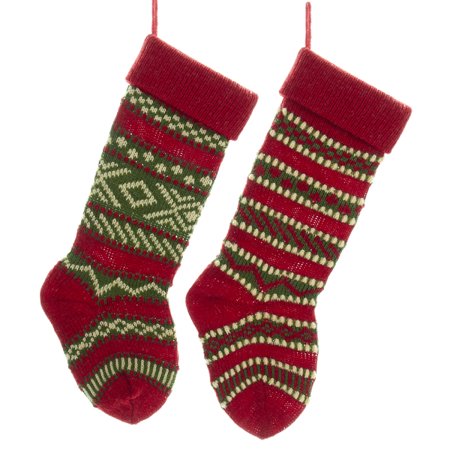 Calza Befana Epifania In Lana Rossa Con Ricami 45cm