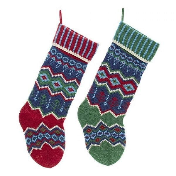 Calza Befana Epifania Lana Blu E Verde 53cm