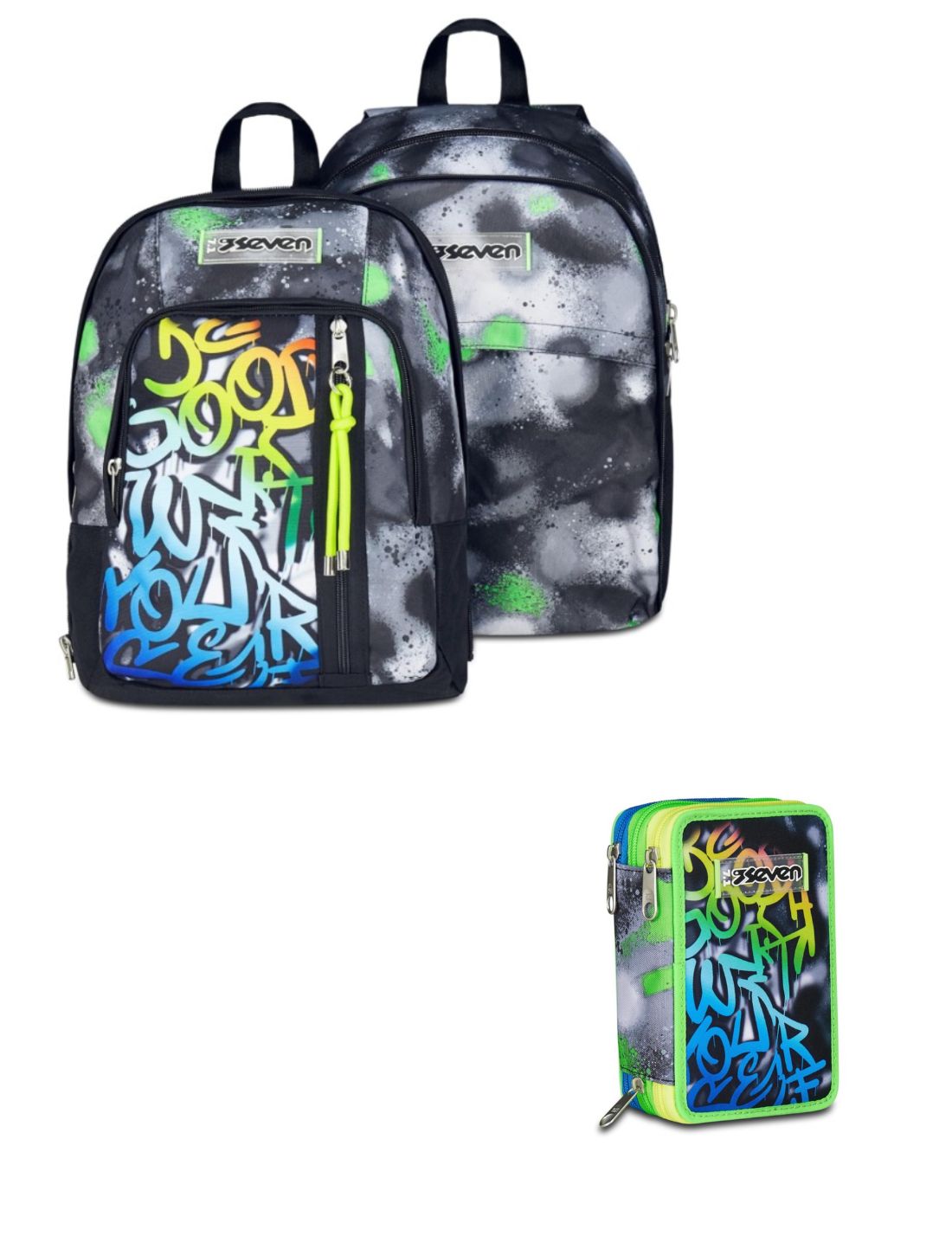 School Pack Zaino Dual Detach Più Astuccio Completo 3 Zip Sprint Paint Boy