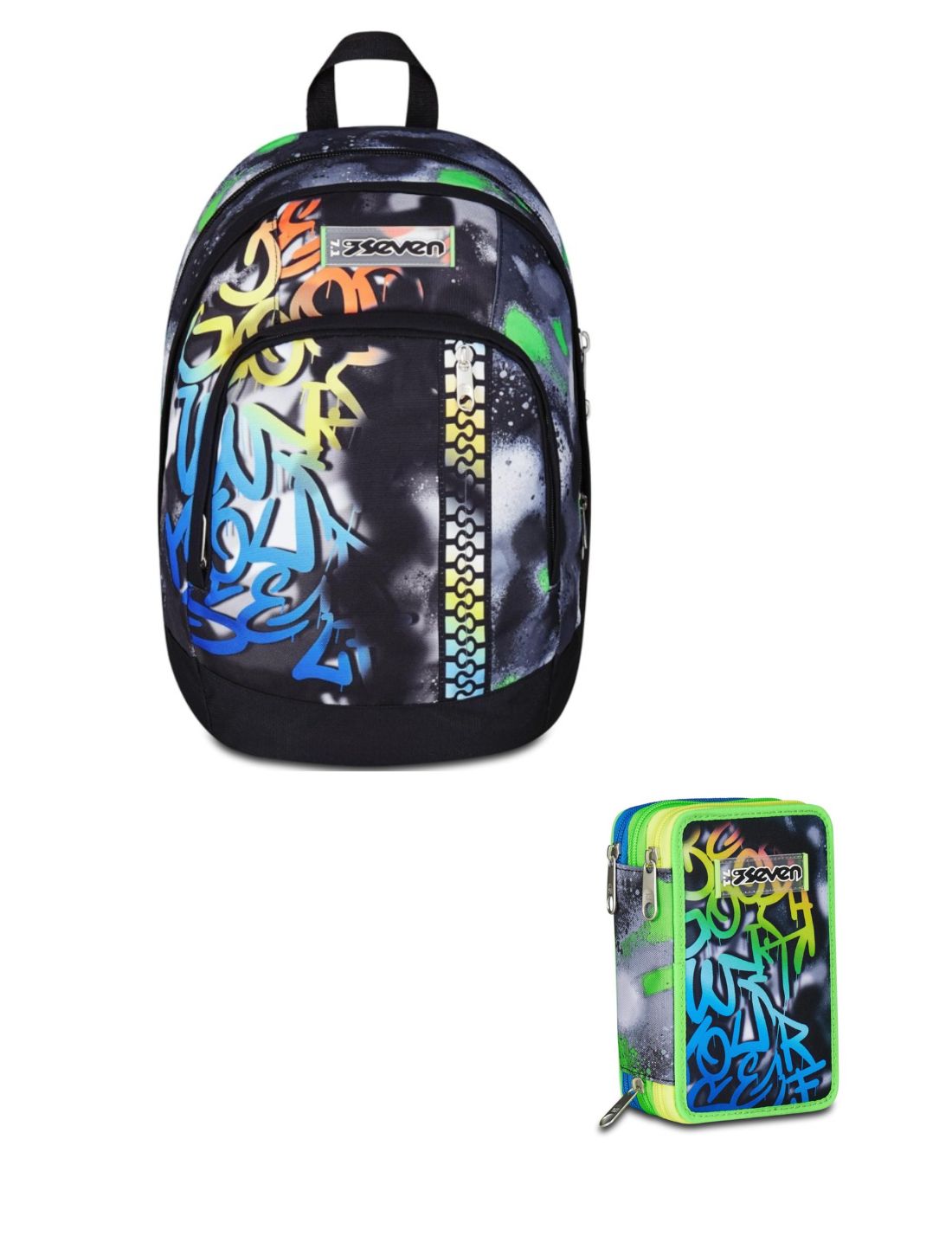 School Pack Zaino Dual Più Astuccio Completo 3 Zip Sprint Paint Boy